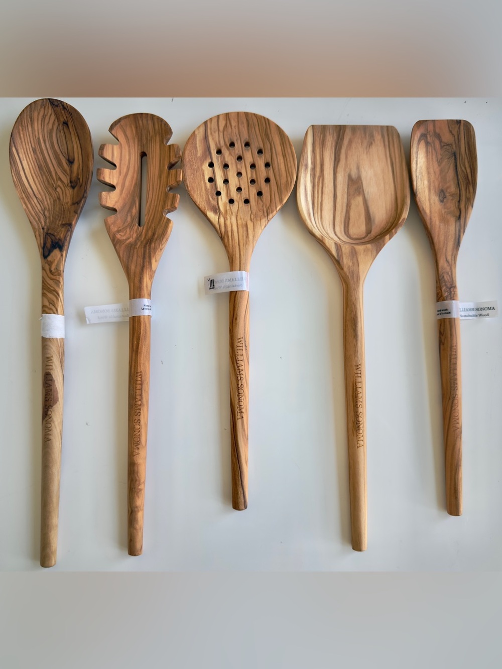 Williams Sonoma 5 Pc Italian Olivewood Utensils, Brand New, Retail $215